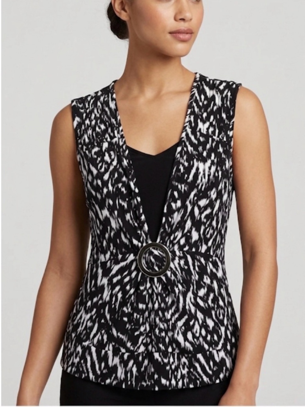 Sleeveless Twinset Blouse attached Tank Women’s L Black White